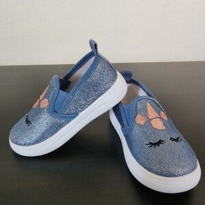 Baby Colors Kids Glitter Slip-On Sneakers Unicorn and Eyelash Detail